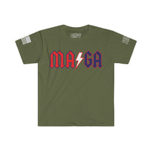 Load image into Gallery viewer, MAϟGA Trump Rock Parody Unisex Softstyle T-Shirt
