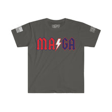 Load image into Gallery viewer, MAϟGA Trump Rock Parody Unisex Softstyle T-Shirt