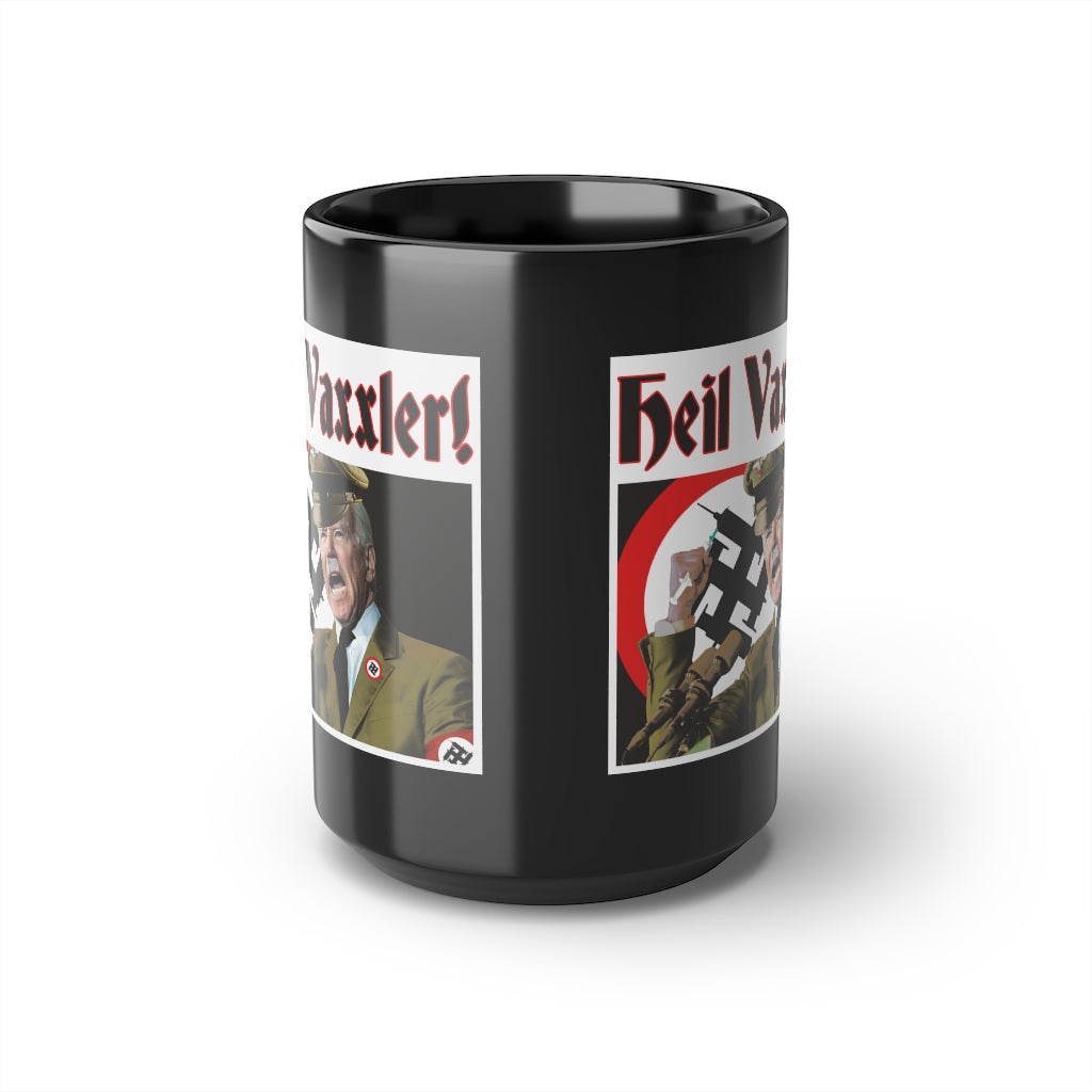 Heil Vaxxler! Presidential Parody Black Mug, 15oz