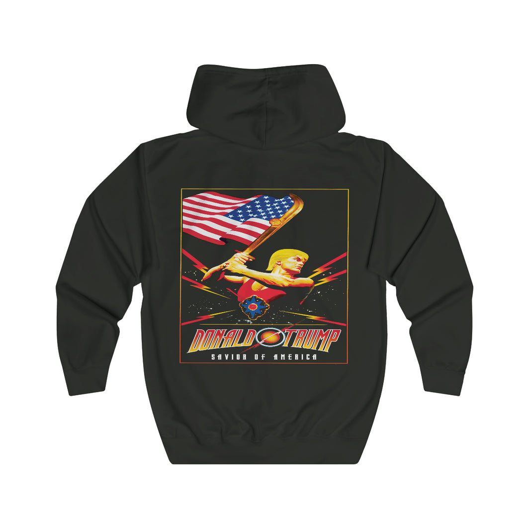 Donald Trump Flash Gordon 80’s Mashup Premium Unisex Hooded Zip Sweatshirt