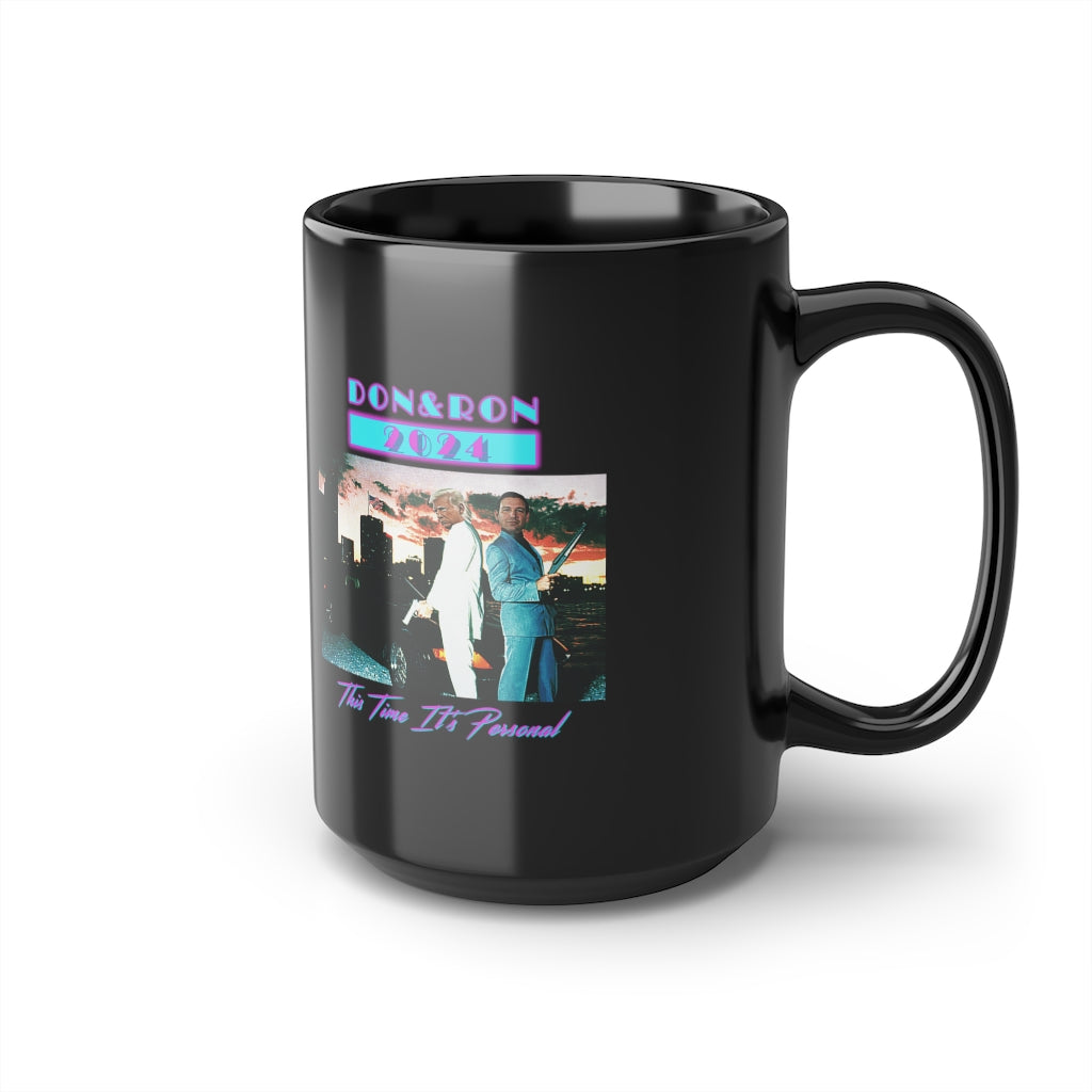 Don & Ron 2024 Miami Vice Parody Black Mug, 15oz