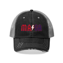 Load image into Gallery viewer, MAϟGA Trump Rock Parody Unisex Trucker Hat
