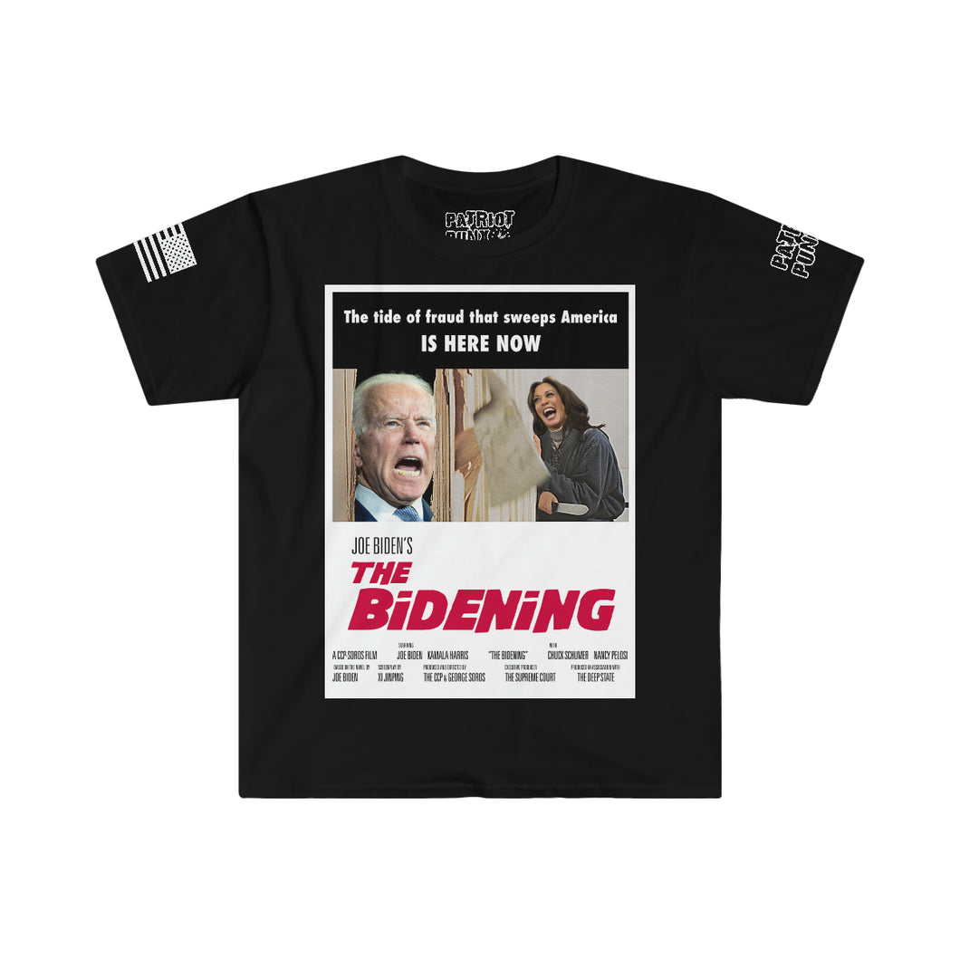 Joe Biden “THE BIDENING” The Shining Horror Parody Premium Unisex Softstyle T-Shirt